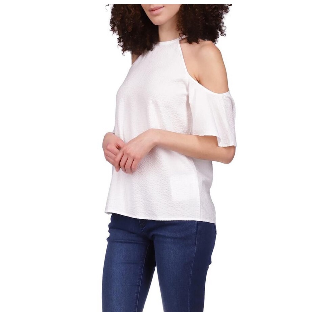 Michael Michael Kors Woman White Seersucker Viscose Top XL NWT